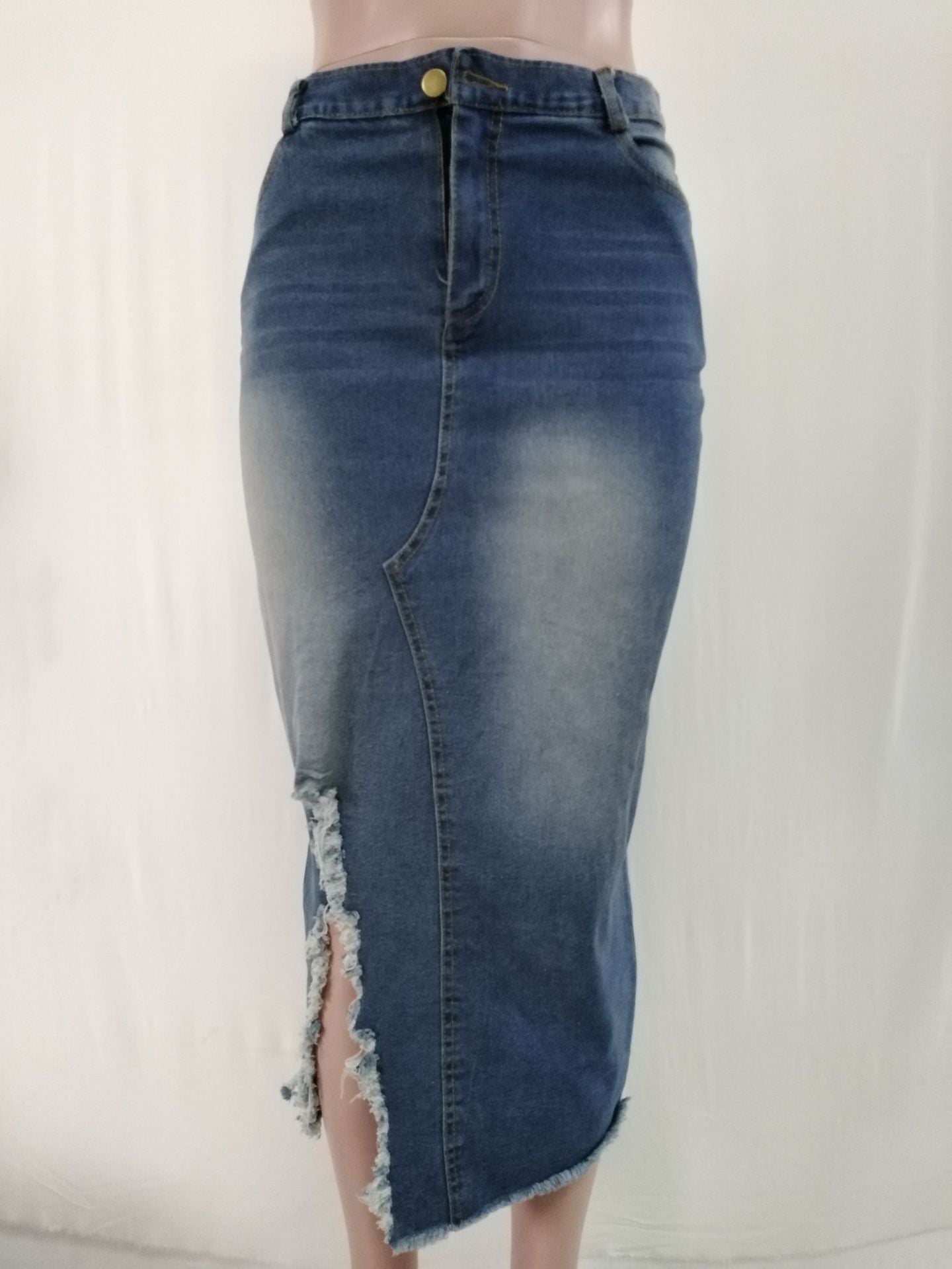 Jupe en Jean Femme Taille Haute | Jupe Fendue Déchirée Style Européen & Américain