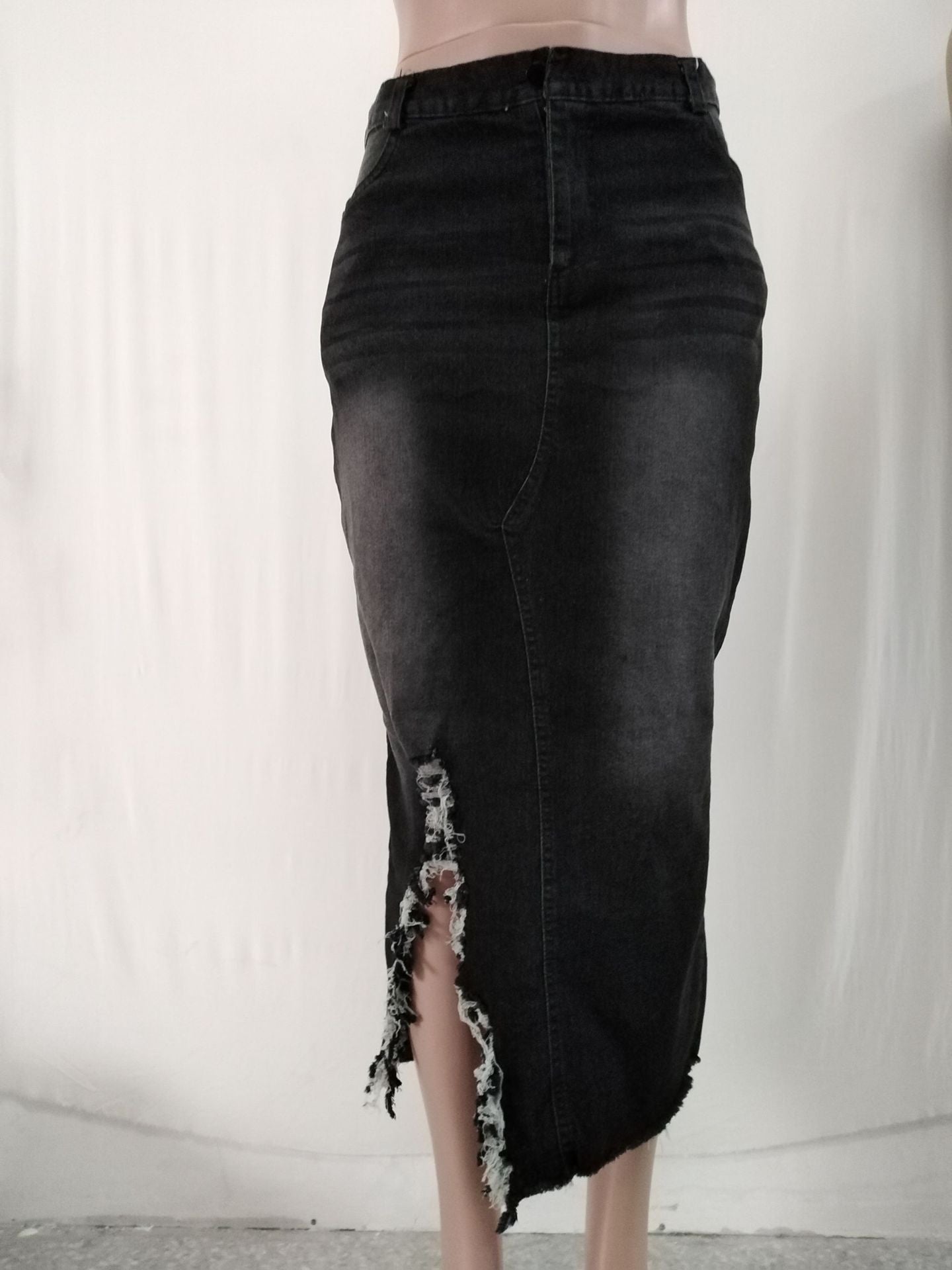 Jupe en Jean Femme Taille Haute | Jupe Fendue Déchirée Style Européen & Américain