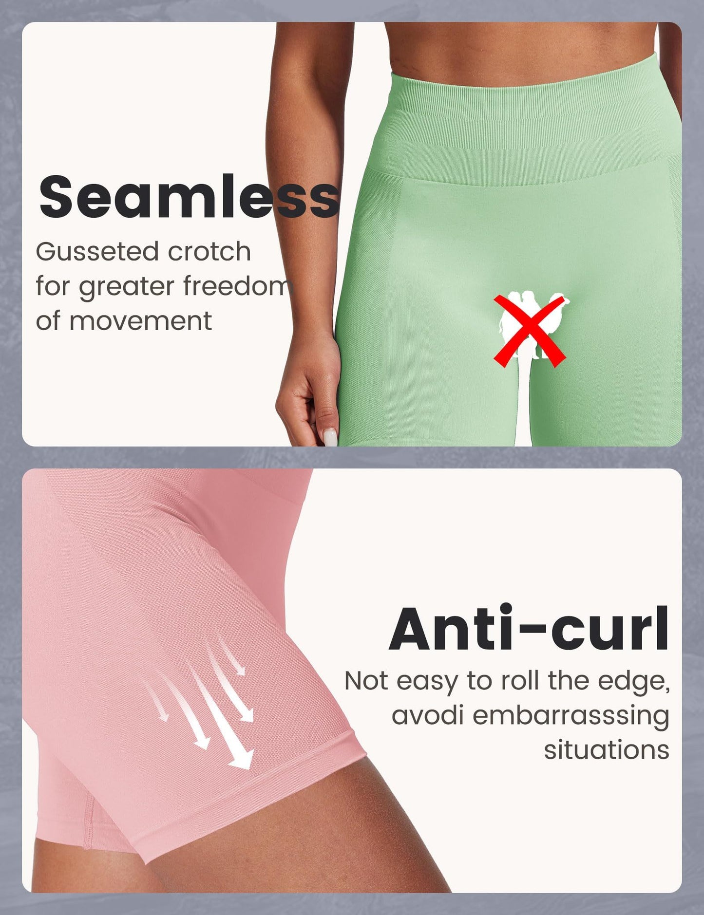 Workout Shorts For Women, Seamless High Waist Tummy Control Biker Gym Yoga Butt Lifting Athletic