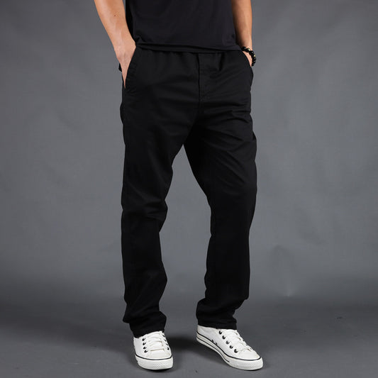 Pantalon cargo en coton pour homme  Coupe droite et ample, taille élastique, style décontracté et tendance
