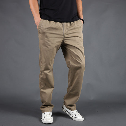 Pantalon cargo en coton pour homme  Coupe droite et ample, taille élastique, style décontracté et tendance