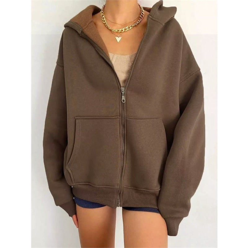 Veste sweat à capuche zippée pour femme Nouveau modèle tendance, coupe confortable, parfaite pour la mi-saison