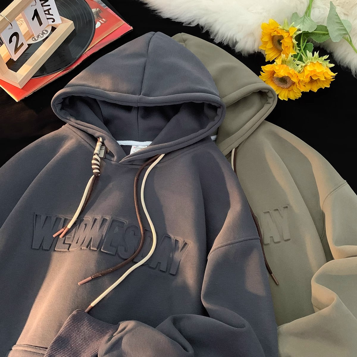 Sweat-shirt homme épais à capuche style urbain, coupe confortable, pour printemps et automne