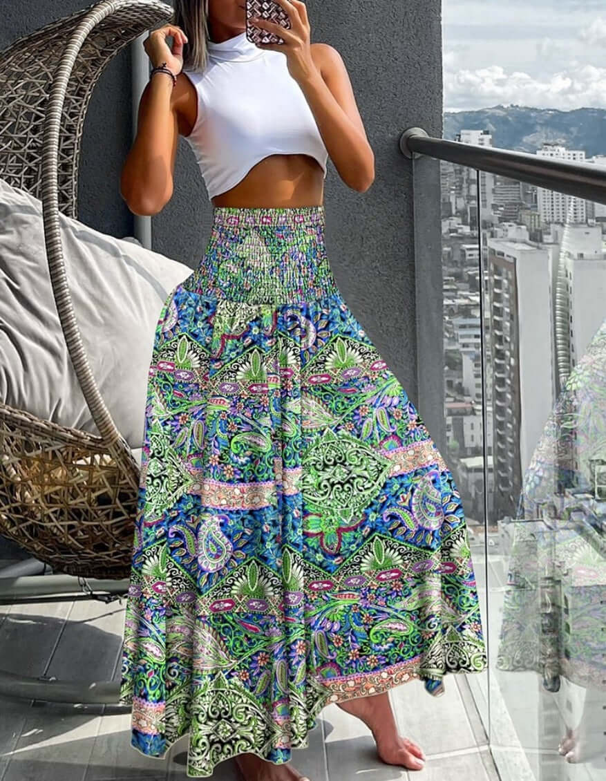 2024 independent station TEMU Amazon new summer fashion high-waisted thin printed women's skirt women