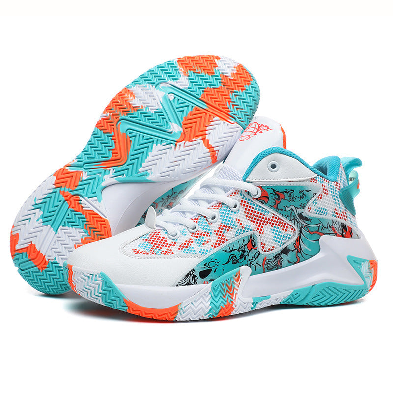 Cross-border basketball sneakers, new junior high school students, men's winter running leather professional training shoes