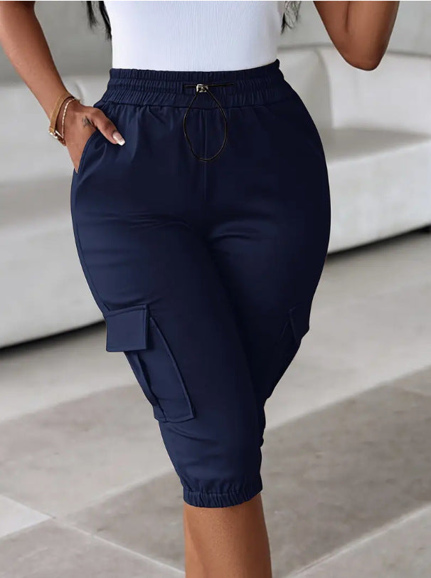 Pantalon Cargo Femme 7/8 Style Urbain avec Poches Multiples