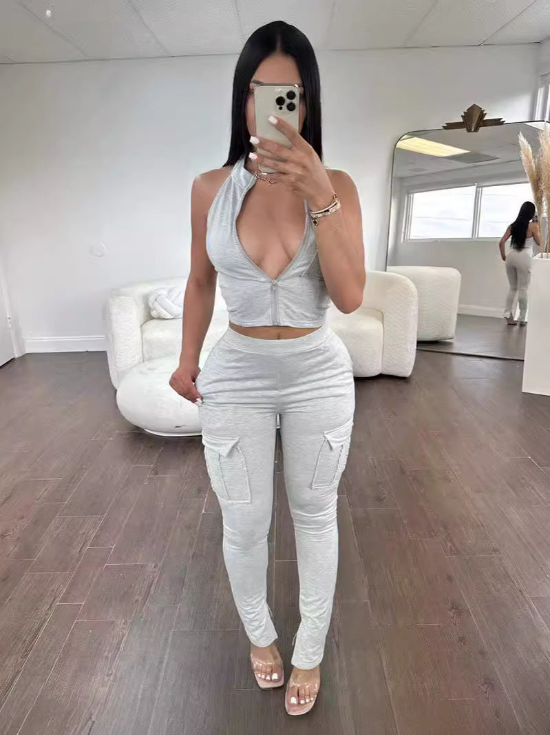 Ensemble de Sport Femme Zippé Taille Haute | Style Européen & Américain