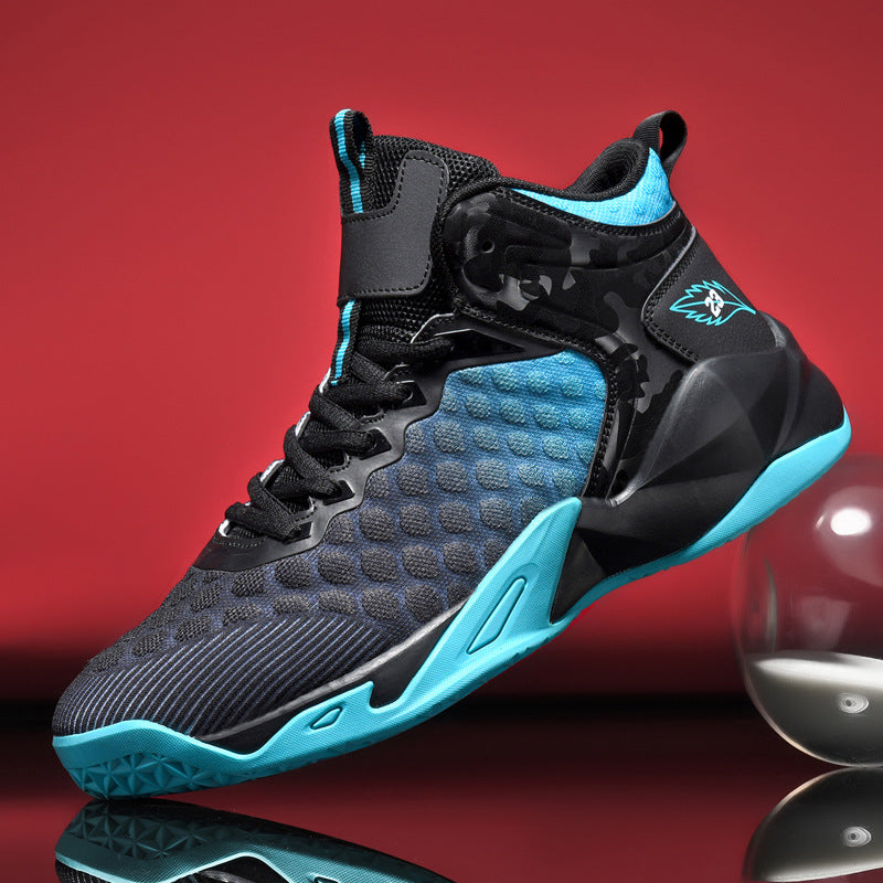 Four seasons new men's shoes, basketball shoes, flying woven mesh, breathable mid-top training shoes, cross-border foreign trade men's sneakers