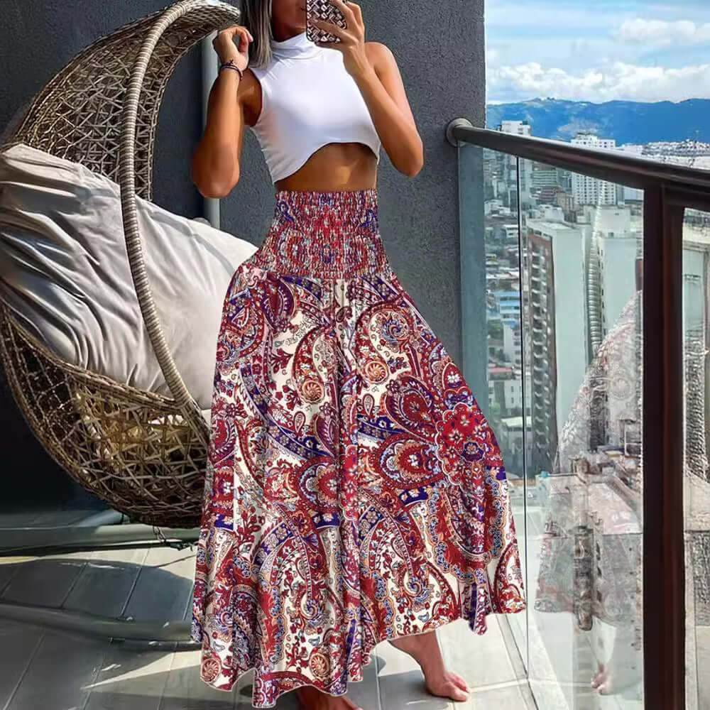 2024 independent station TEMU Amazon new summer fashion high-waisted thin printed women's skirt women