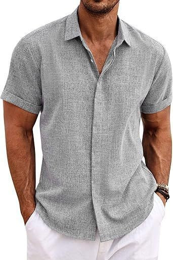 Chemise Homme Lin Manches Courtes Style Décontracté & Estival