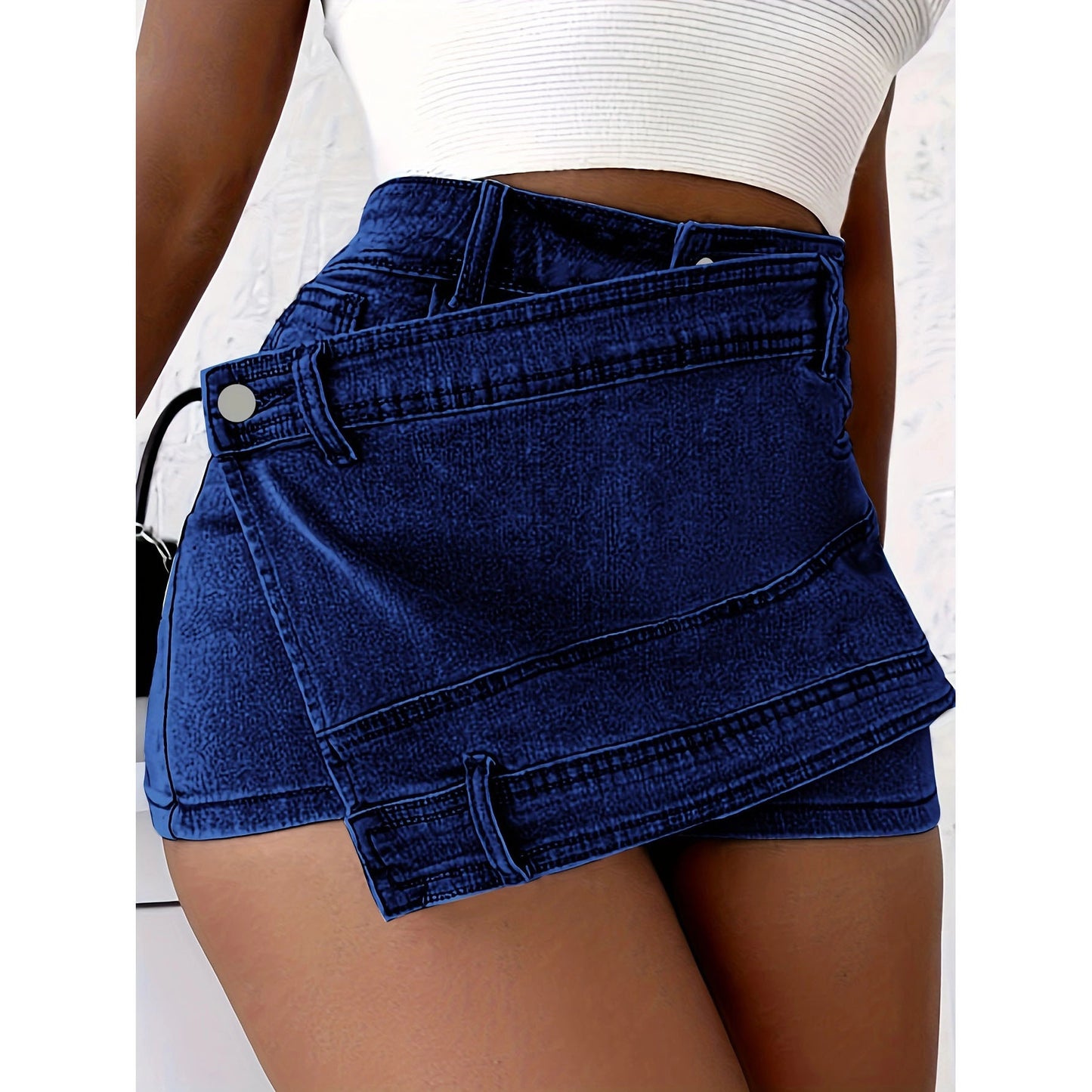 Short en Jean Taille Haute Coupe Évasée & Design Original Été