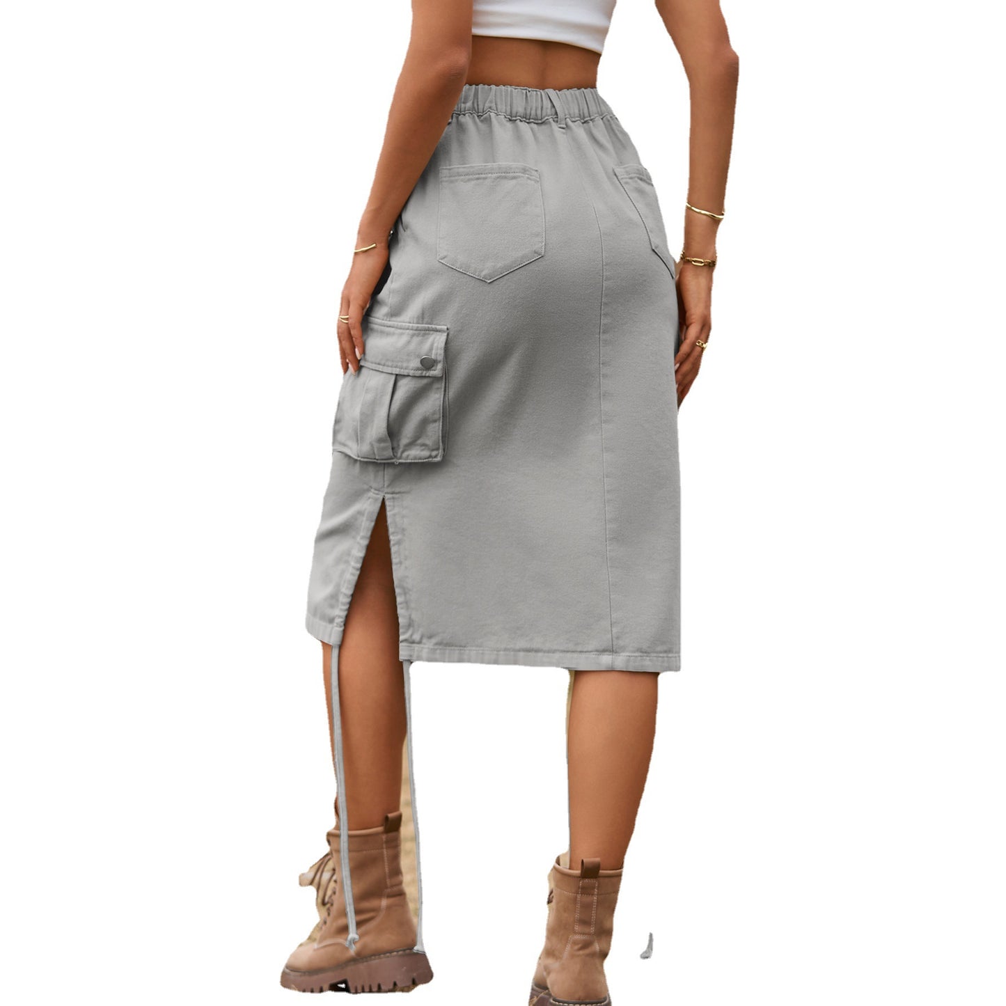 Jupe Cargo en Jean avec Lacets Tendance Décontractée & Style Urbain
