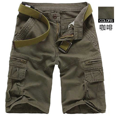 Short cargo en coton pour homme Mi-long, multi-poches, style décontracté et sportif, tissu épais et résistant