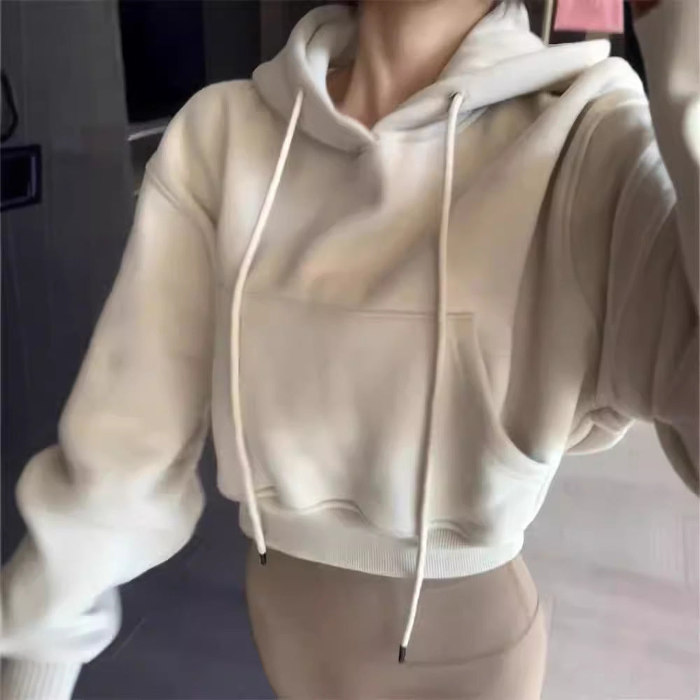 Sweat à Capuche Style Veste Courte Ample et Tendance pour Femme