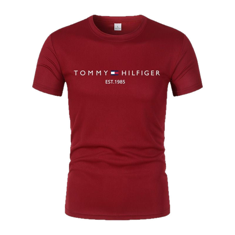 T-shirt homme en coton épais manches courtes, imprimé tendance, coupe ample