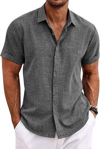 Chemise Homme Lin Manches Courtes Style Décontracté & Estival