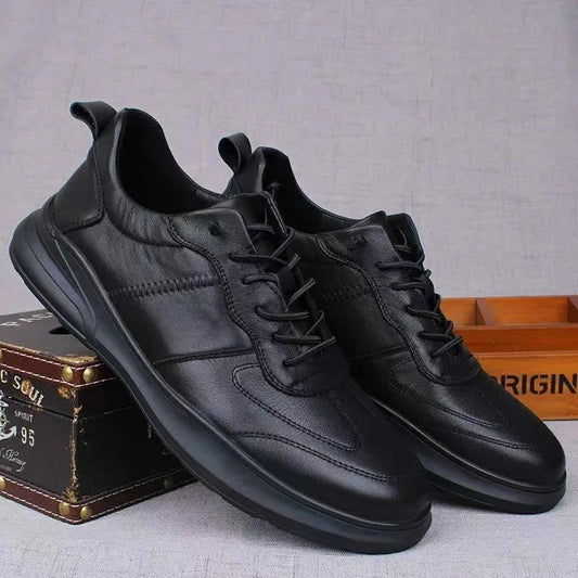 Chaussures en cuir souple pour homme  style coréen, légères et respirantes