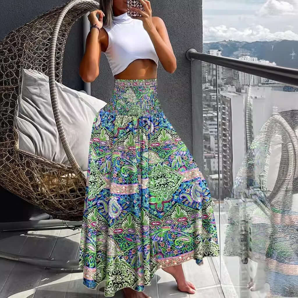 2024 independent station TEMU Amazon new summer fashion high-waisted thin printed women's skirt women