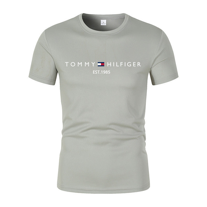 T-shirt homme en coton épais manches courtes, imprimé tendance, coupe ample
