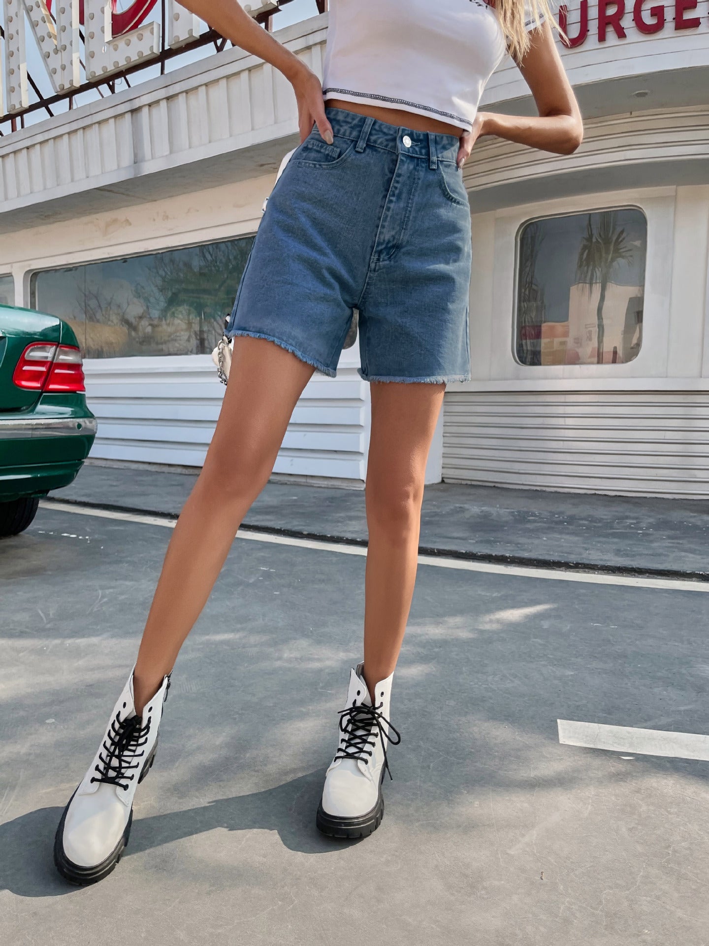 Short en Jean Femme Taille Haute Style Décontracté & Tendance