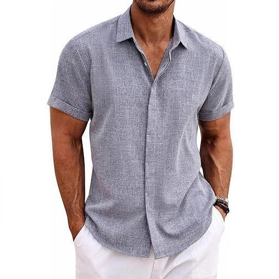 Chemise Homme Lin Manches Courtes Style Décontracté & Estival
