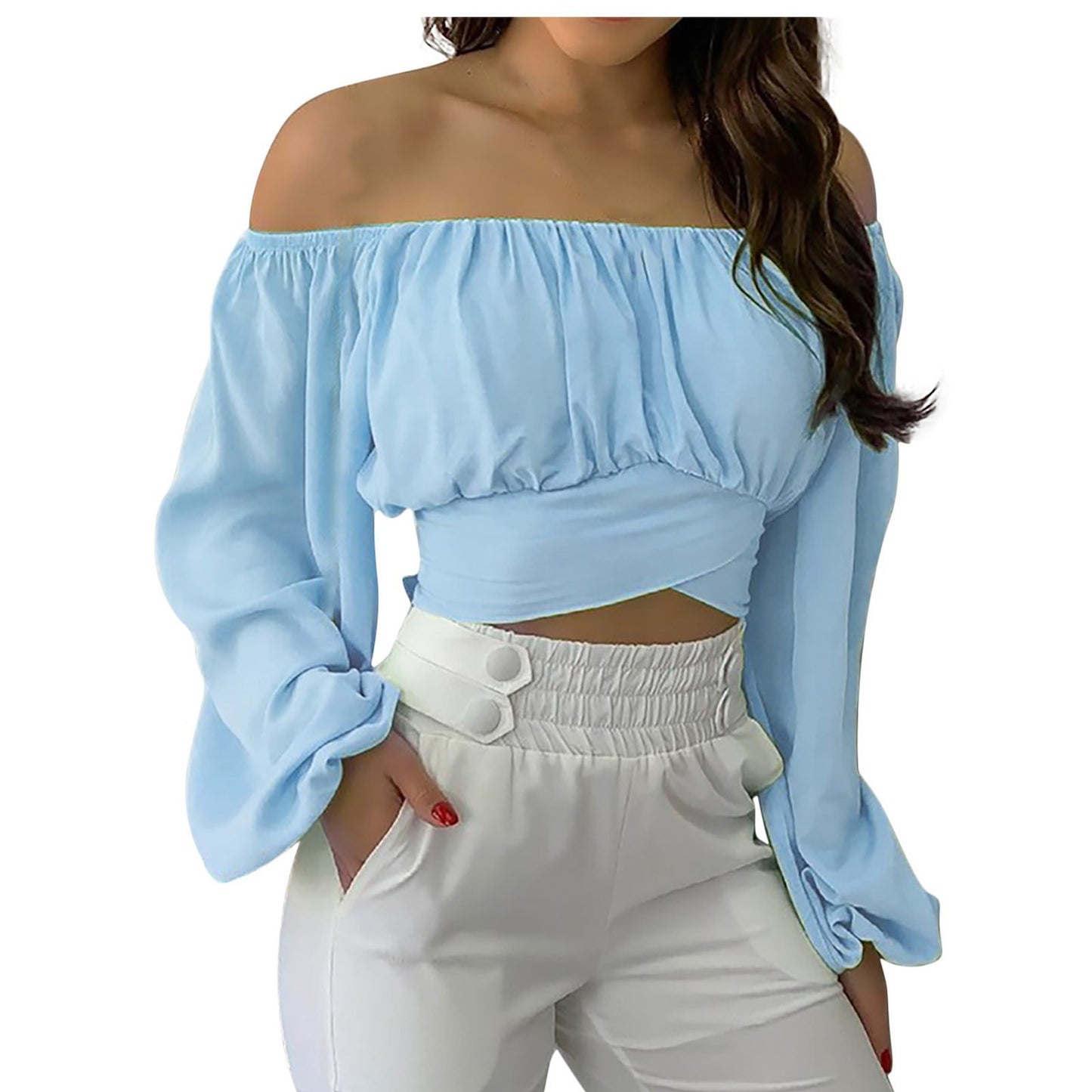 Top à Épaules Dénudées Style Croisé Tendance