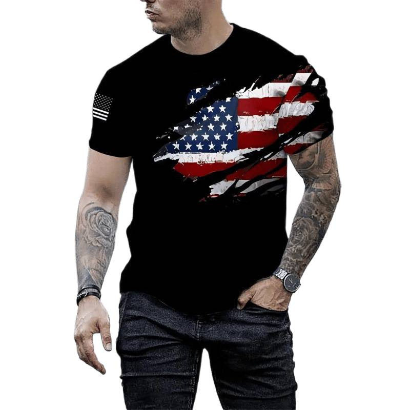 T-shirt Homme Imprimé Drapeau Style Rétro & Impression 3D