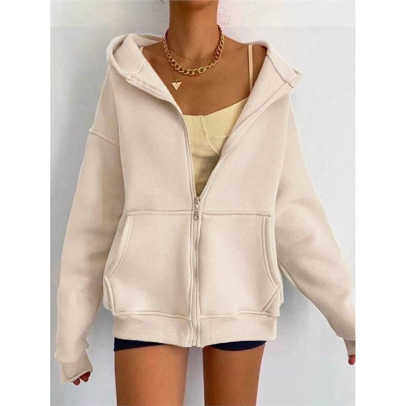 Veste sweat à capuche zippée pour femme Nouveau modèle tendance, coupe confortable, parfaite pour la mi-saison