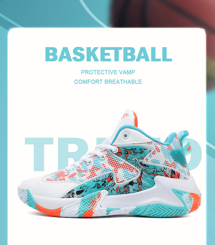 Cross-border basketball sneakers, new junior high school students, men's winter running leather professional training shoes