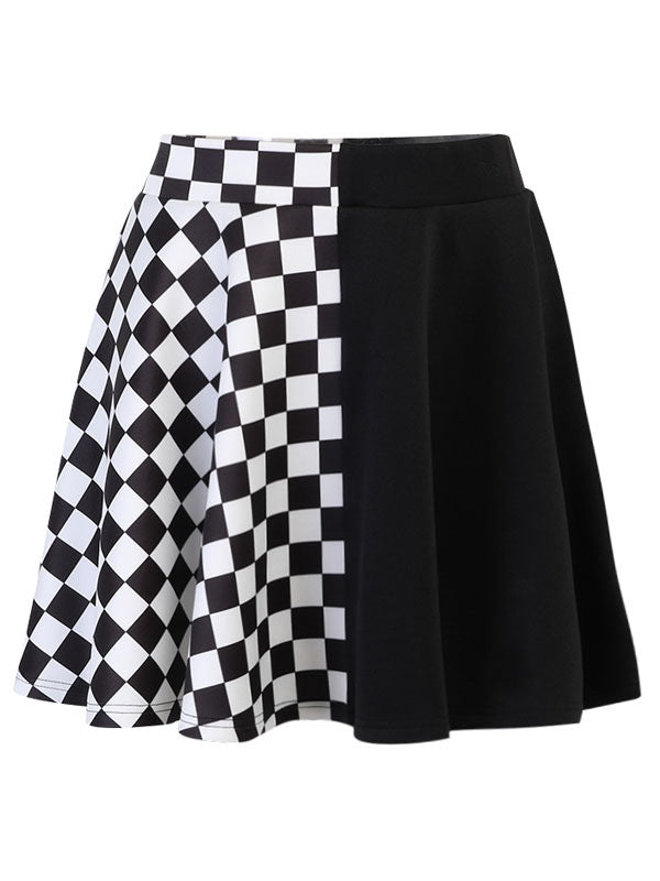Mini-Jupe Sexy à Carreaux Contrastés Taille Haute & Style Dark Girly