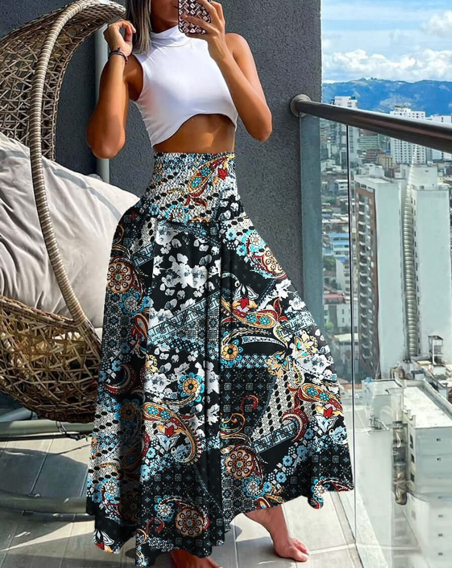 2024 independent station TEMU Amazon new summer fashion high-waisted thin printed women's skirt women