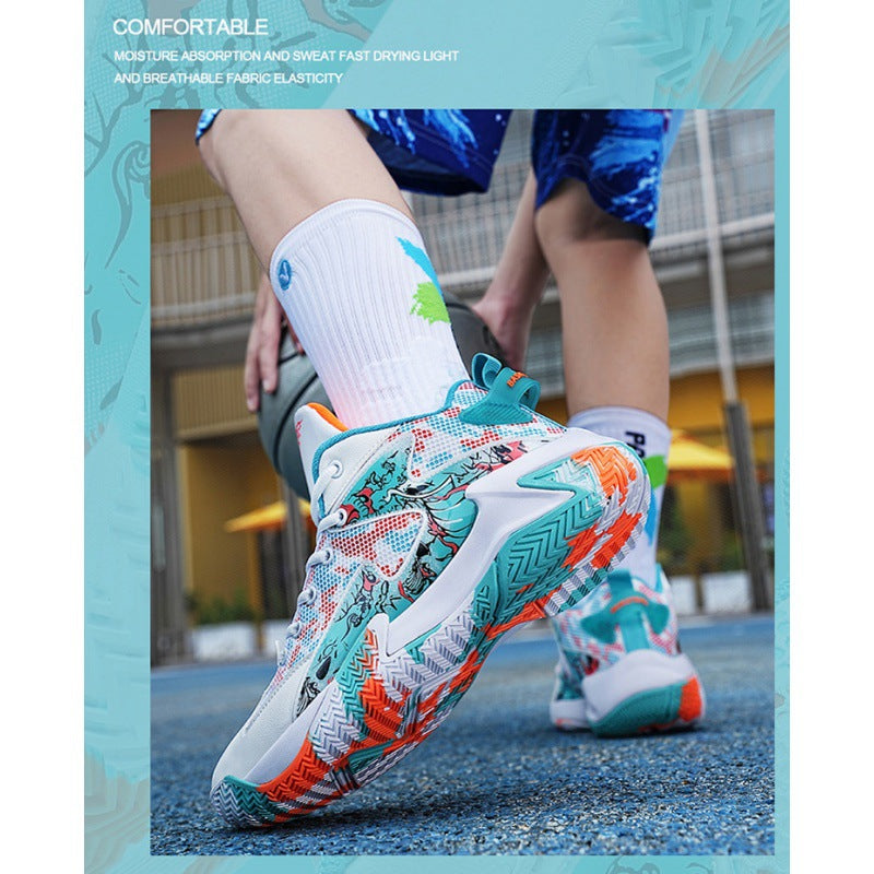 Cross-border basketball sneakers, new junior high school students, men's winter running leather professional training shoes