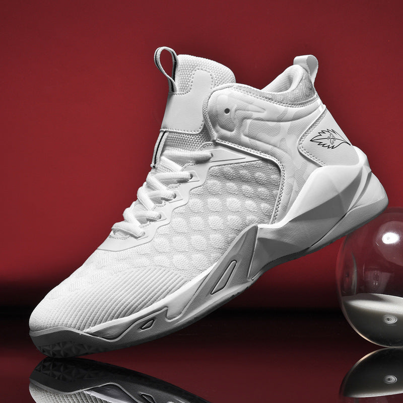Four seasons new men's shoes, basketball shoes, flying woven mesh, breathable mid-top training shoes, cross-border foreign trade men's sneakers
