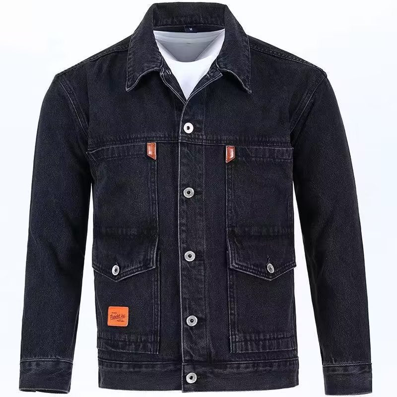 Veste en jean tendance pour homme coupe ample, style décontracté américain