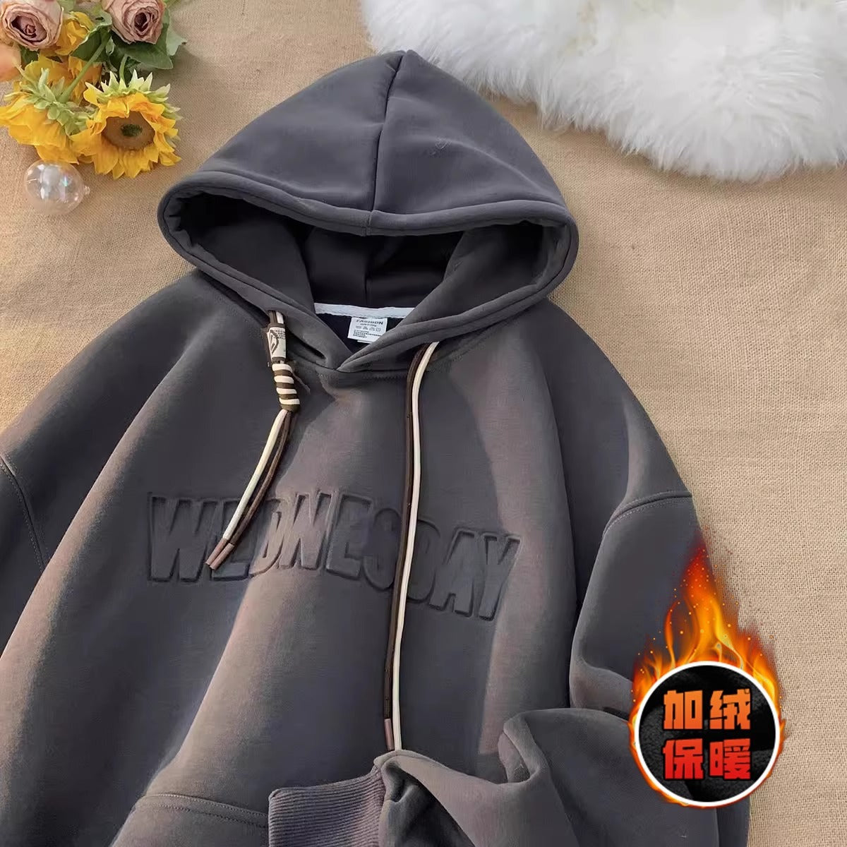 Sweat-shirt homme épais à capuche style urbain, coupe confortable, pour printemps et automne