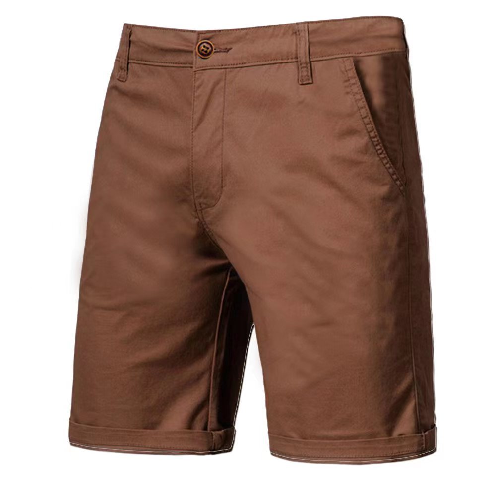 Shorts en coton décontractés pour homme, coupe droite et ajustée, longueur cinq points, couleur unie, grande taille, style sportif européen et américain.