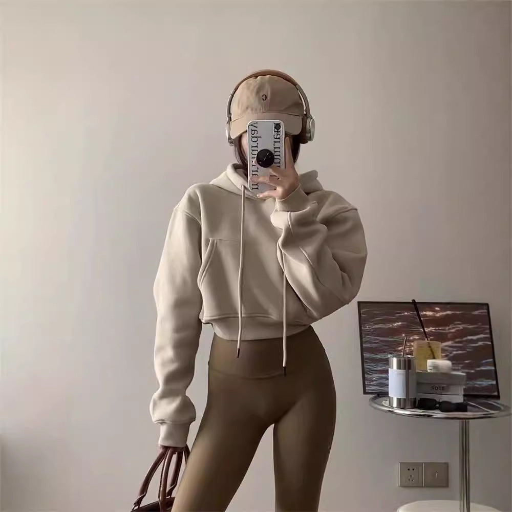 Sweat à Capuche Style Veste Courte Ample et Tendance pour Femme