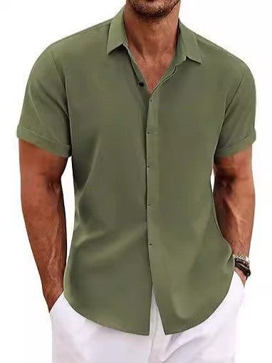 Chemise Homme Lin Manches Courtes Style Décontracté & Estival