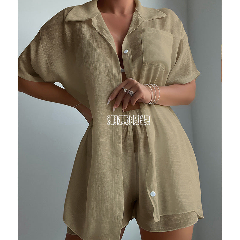 Ensemble de Plage Décontracté Chemise Légère & Short