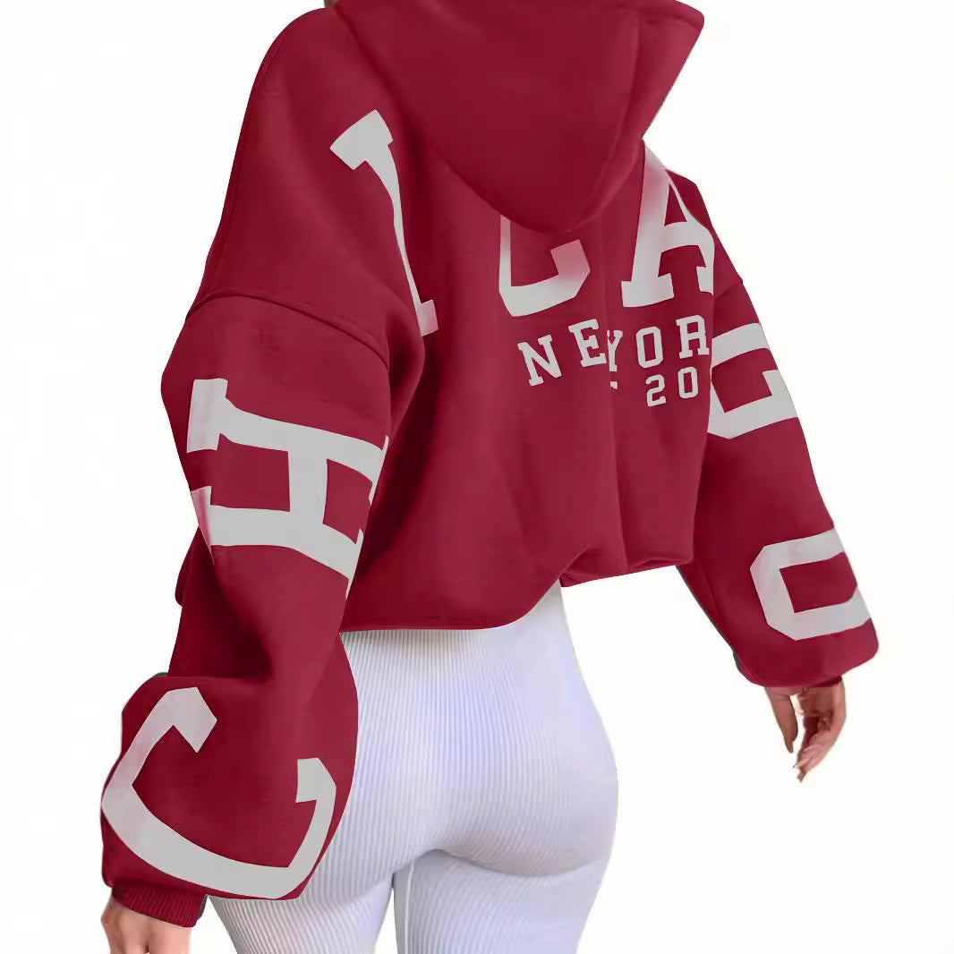 Sweat à capuche en molleton imprimé dos Style streetwear européen et américain