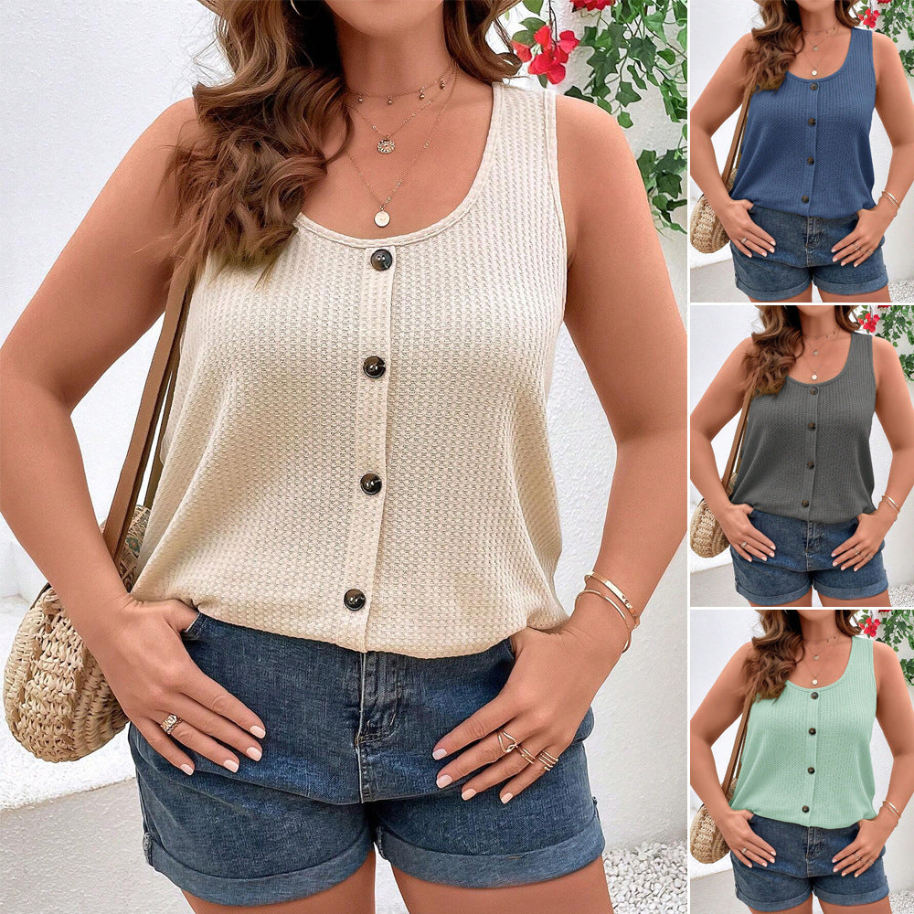 Débardeur Uni Femme Grande Taille Col Rond & Style Décontracté