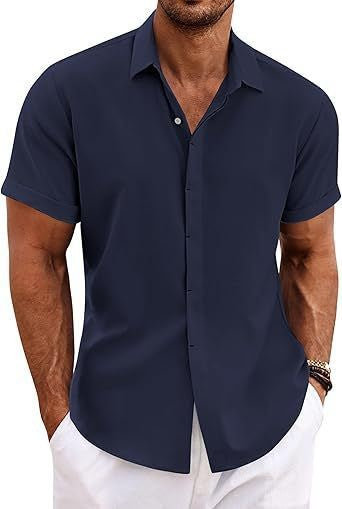 Chemise Homme Lin Manches Courtes Style Décontracté & Estival