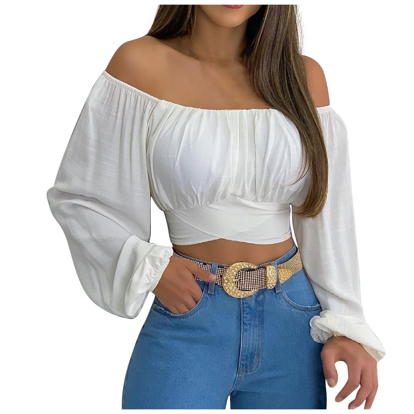 Top à Épaules Dénudées Style Croisé Tendance