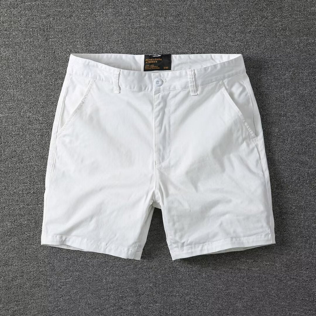 Short décontracté en coton lavé pour homme Léger, coupe droite slim, avec légère élasticité, tendance et polyvalent