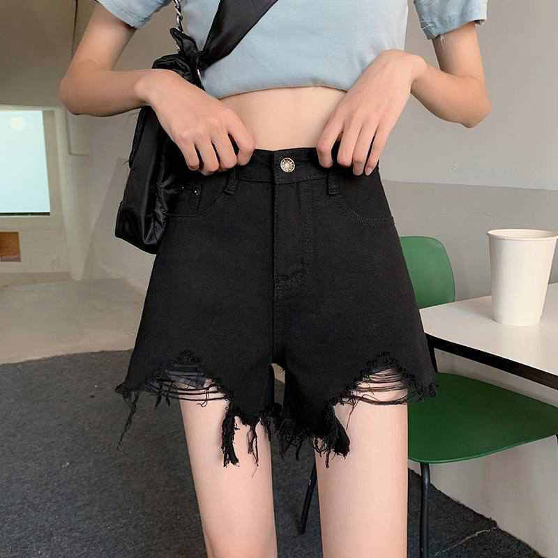 Short en Jean Femme Taille Haute, Évasé & Effet Usé