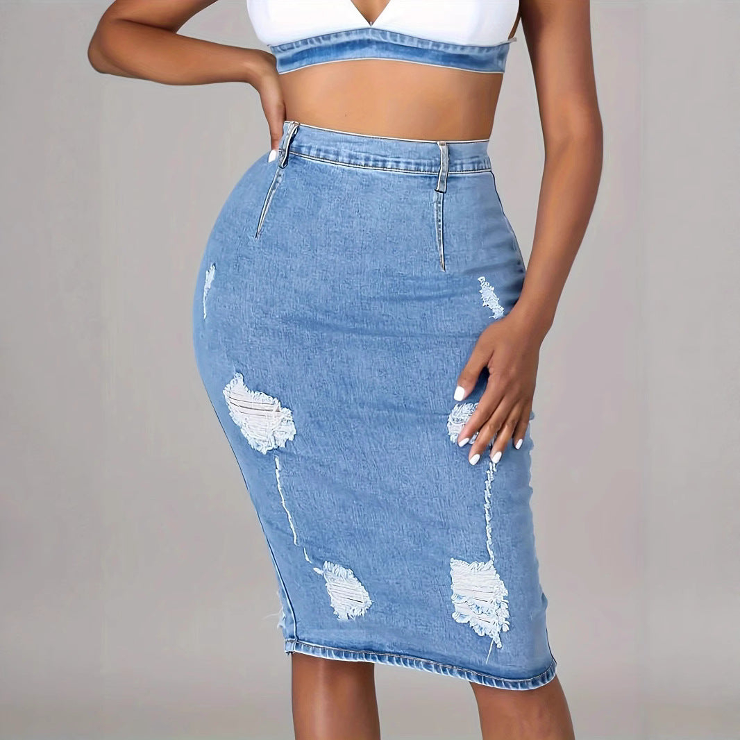 Jupe en Jean Claire Coupe Slim & Fente Discrète