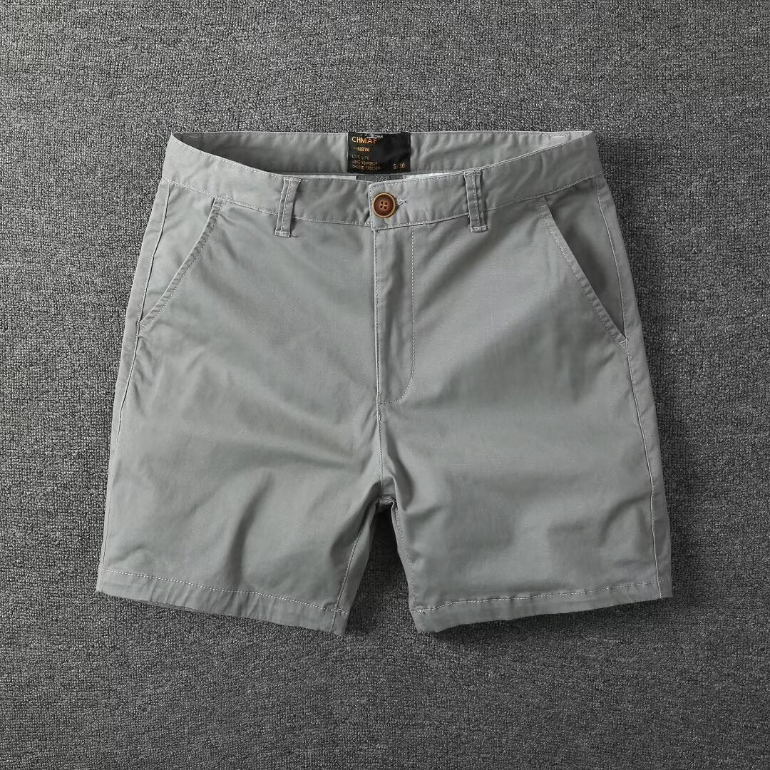 Short décontracté en coton lavé pour homme Léger, coupe droite slim, avec légère élasticité, tendance et polyvalent