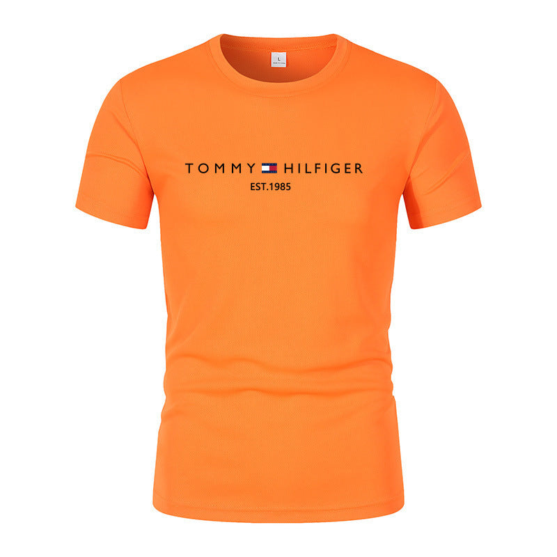 T-shirt homme en coton épais manches courtes, imprimé tendance, coupe ample