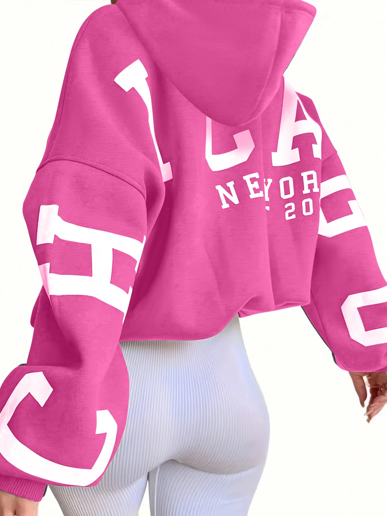 Sweat à capuche en molleton imprimé dos Style streetwear européen et américain