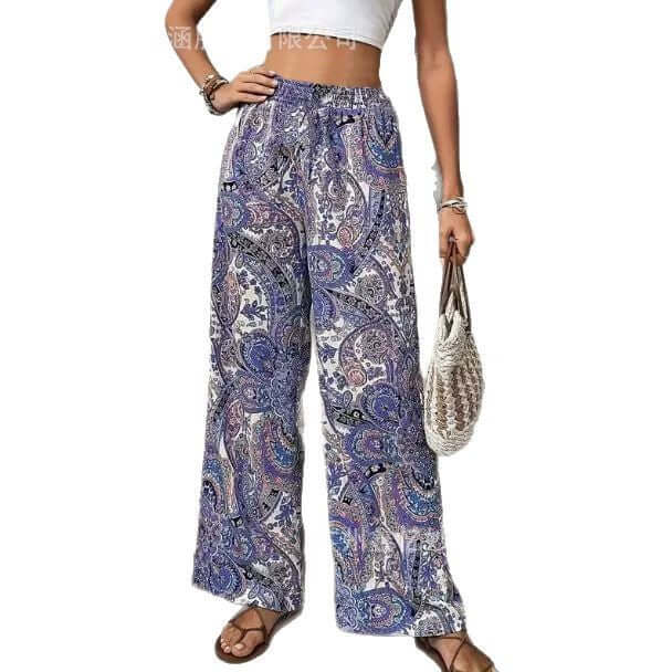 Spot European and American Amazon hot new products bohemian paisley print wide-leg pants women's women's pants